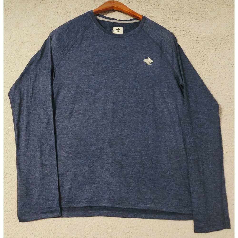 Rabbit EZ Tee Long Sleeve Running Shirt Navy Blue Heather RW501 Womens Medium